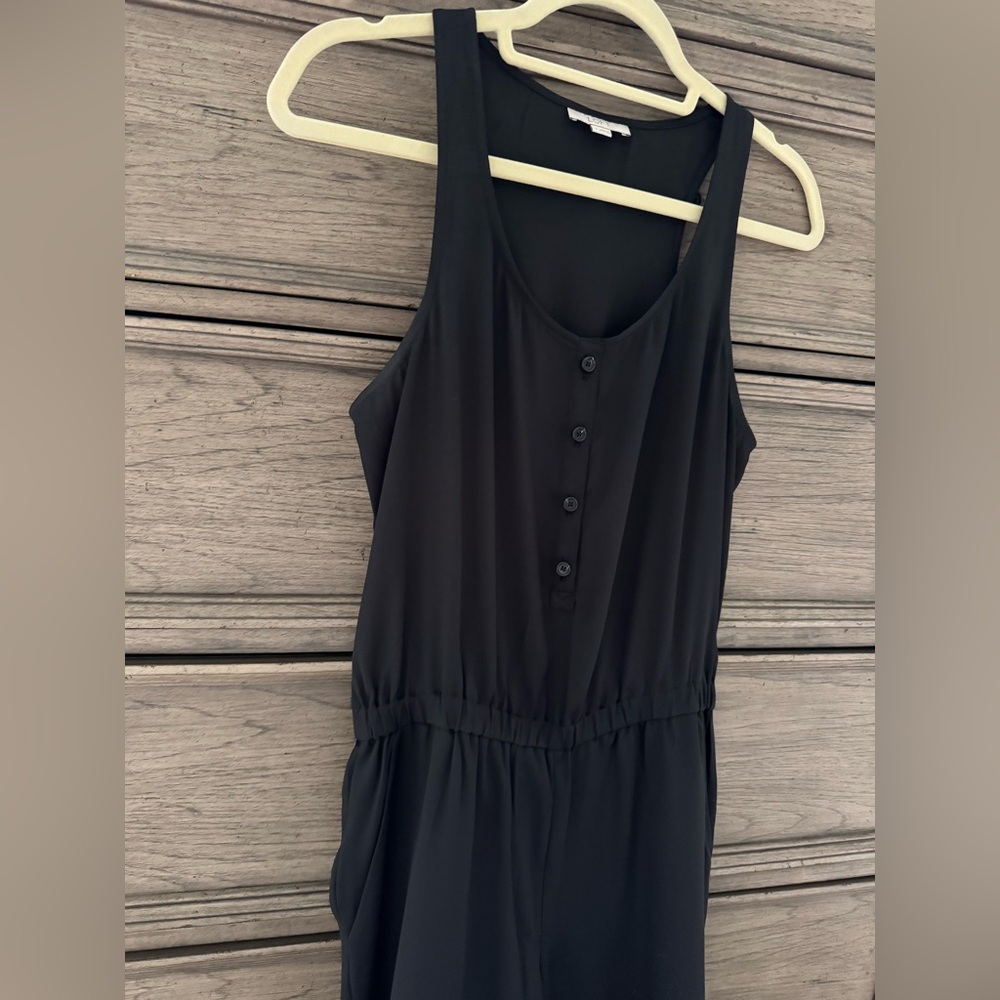 Black Jumpsuit Sleeveless Romper EUC Silk Pants One Piece Onesie LOFT - Picture 6 of 11